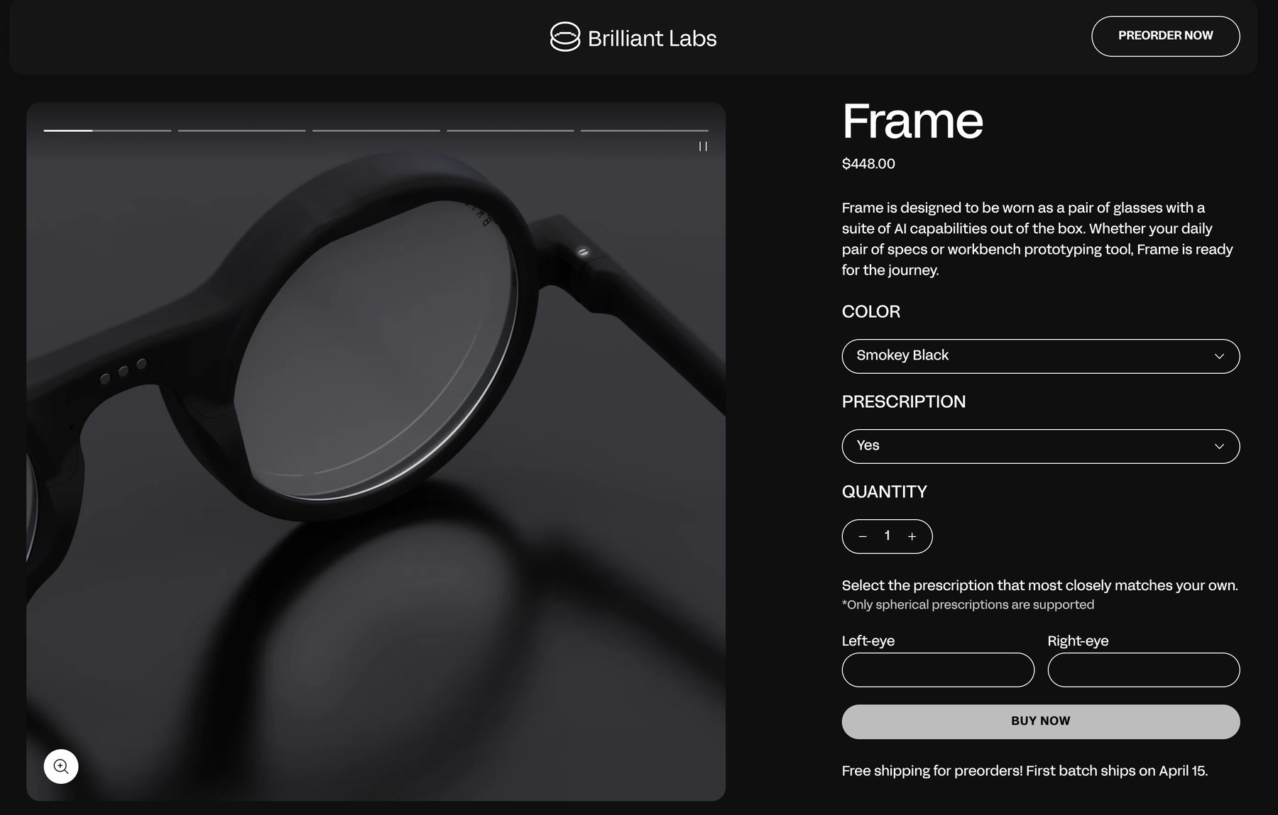 Frame Multimodal AI Glasses by Brilliant Labs