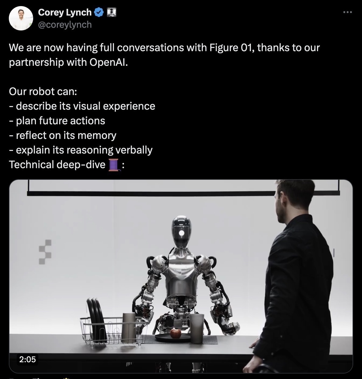 Screenshot of an update on the Figure.ai Robot Figure 01